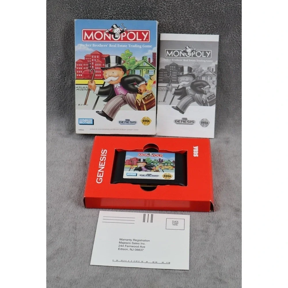 Monopoly Sega Genesis Video Game Complete Parker Brothers NTSC-U/C Board Game